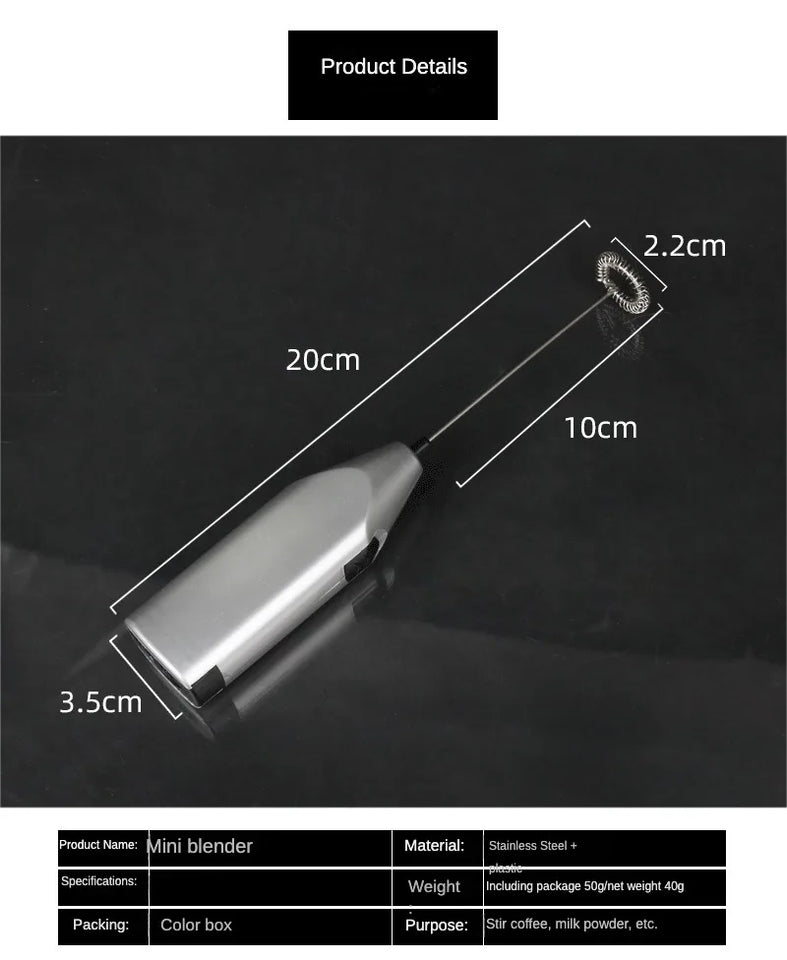 Mini Electric Coffee Blender Handheld Eggbeater Stainless Steel Milk Milker Bubble Drink Stir Bar Creative Kitchen Cooking Tools