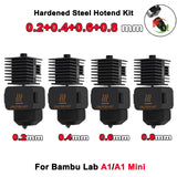 Hotend Kit For Bambu Lab A1/A1 Mini Fast Speed Hot End Assembly 0.2/0.4/0.6/0.8mm Hardened steel Nozzle 3D Printer Part