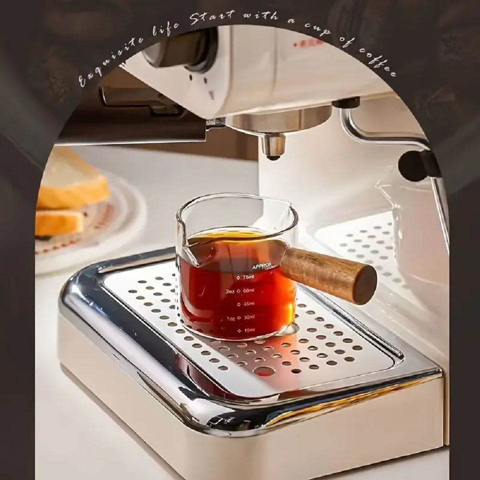 Small Measuring Cup With Scales, Wooden Handle Cup for Expresso Coffee, Milk & Sauce, Kitcken Utensil for Home & Cafe
