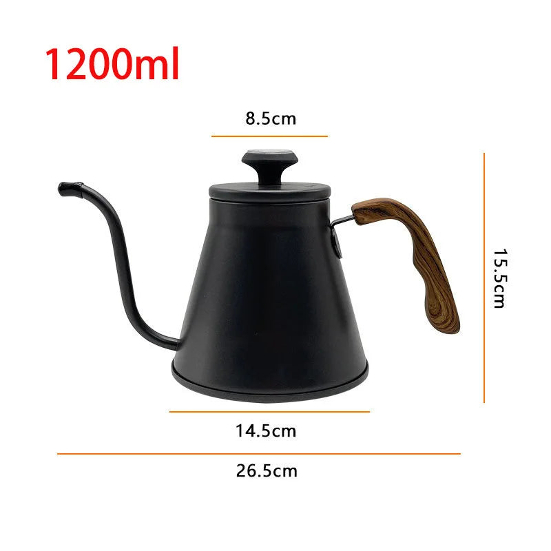 1.2L Pour Over Coffee Kettle - 304 Stainless Steel, Long Spout with Temperature Control, Suitable for Open Flame & Tea Brewing