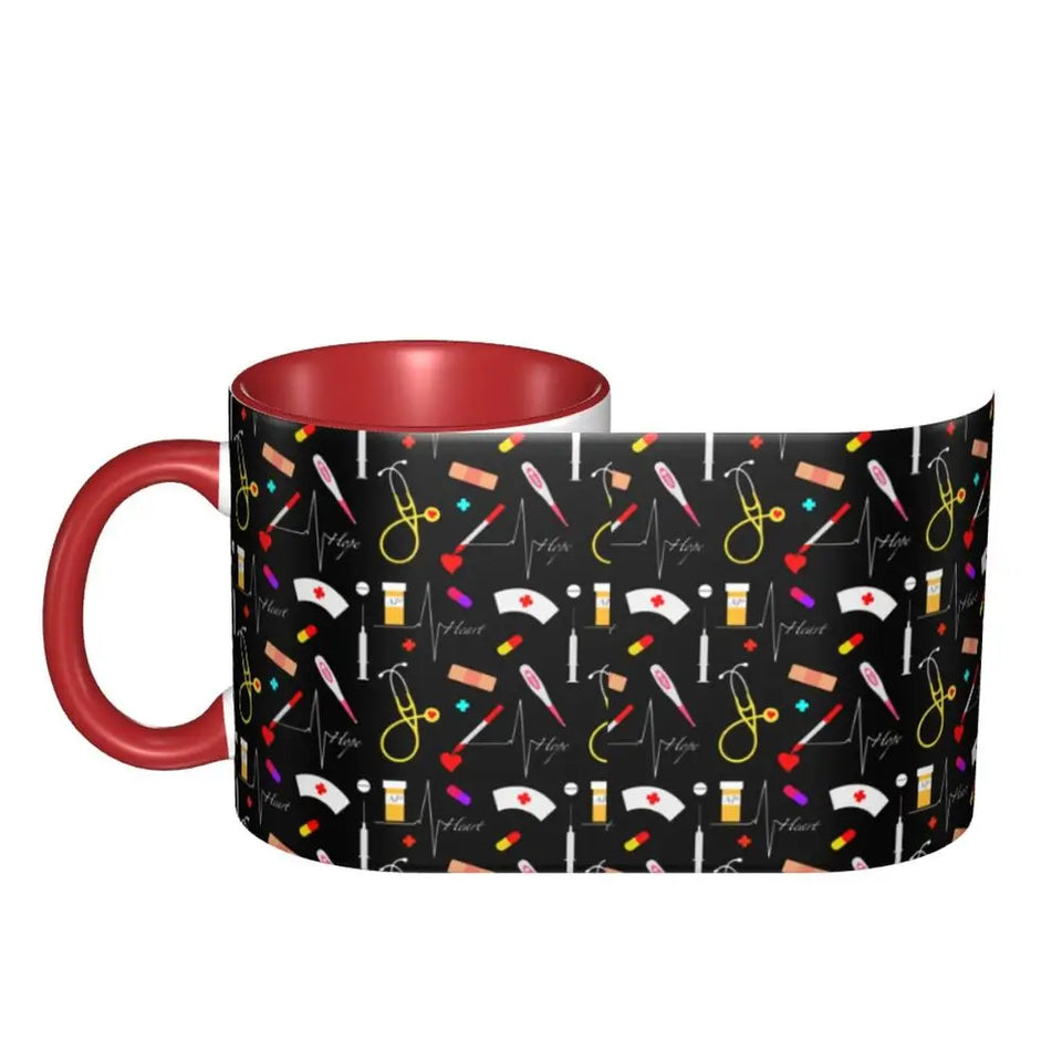 Pink Doctor Nurse Coffee Mugs DIY Customized Enfermera En Apuros Ceramic Milk Tea Mug Cup