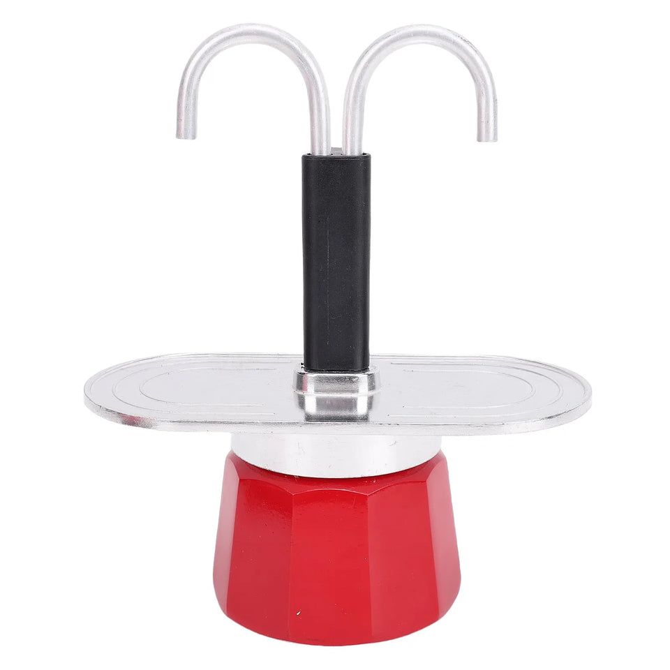 100ml Stovetop Coffee Maker Aluminum Alloy Double Head Coffee Pot for Home Kitchen Outdoor Travel Camping