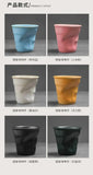 Coarse Pottery Coffee Cup   Hand Kneaded Pleated Cup Ceramic Latte Cup Espresso Cup Afternoon Tea Cup Vintage Cup