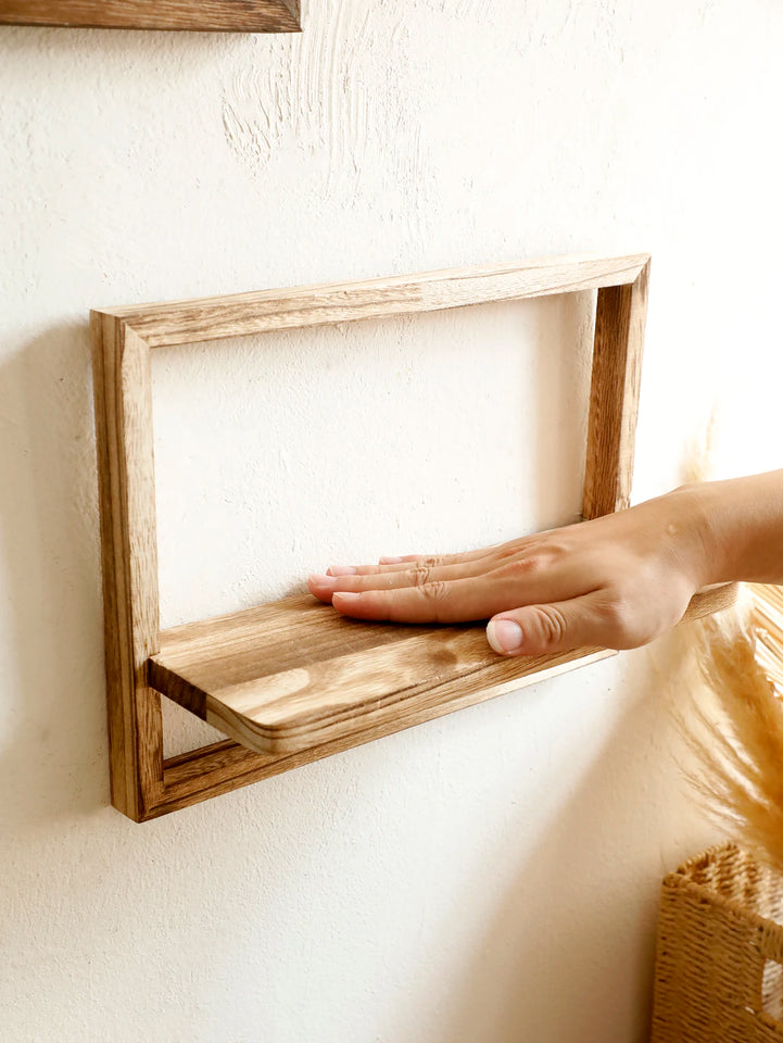 Wooden Display Shelf Floating Shelves Rustic Wood Shelves Wall Storage for Bedroom Kitchen Over Toilet Small Wall Mounted Gifts