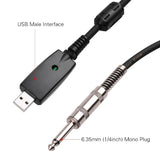 USB Guitar Audio Cable USB Male Interface To 6.35mm (1/4inch) Mono Electric Guitar Connection Cable Professional Guitar To PC