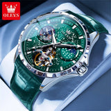 OLEVS 6689 Original Brand Men's Watches Starry Sky Disk Waterproof Luminous Automatic Mechanical Wristwatch Moon Phase Man Watch