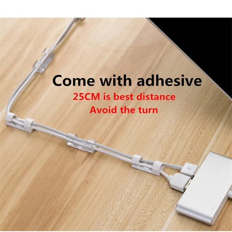 Cable Organizer Clips Cable Management Desktop Workstation ABS Wire Manager Cord Holder USB Charging Data Line Bobbin Winder