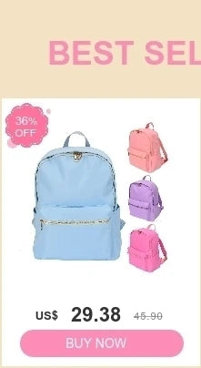 2PCS/SET Trendy Flower Bow Printing School Bag Lunch Bag Large Capacity Nylon Backpack Cute Students Insulation Ice Bento Box
