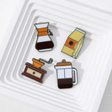 Coffee Maker Enamel Brooch Coffee Bean Grinder Coffee Kettle Cup Bag Barista Badge Punk Lapel Coffee Collection Pin Jewelry Gift