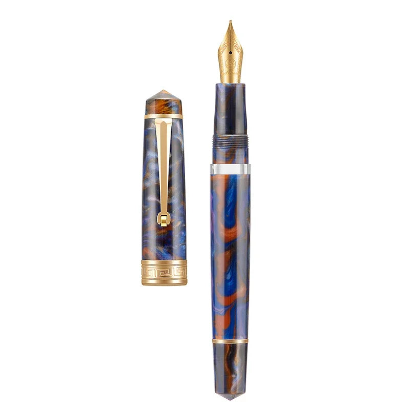 Asvine P20 Piston Filling Fountain Pen Acrylic Beautiful Patterns M/F/EF Nib with Golden Clip Office School Supplies Stationery