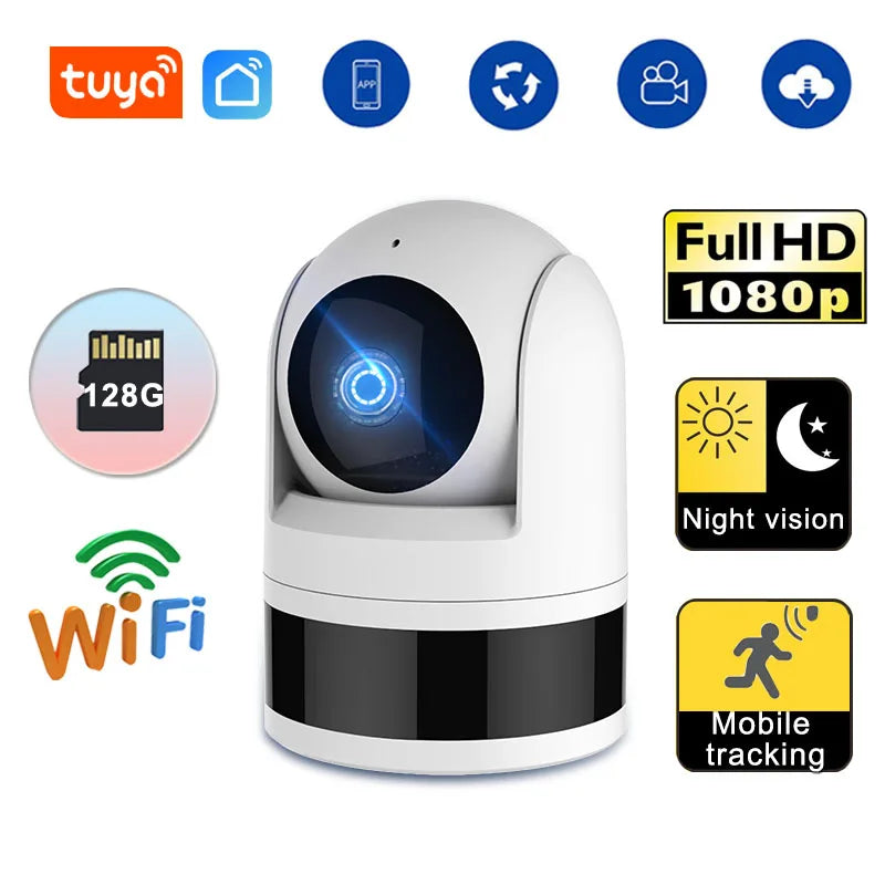 Tuya WiFi Camera 1080P HD Indoor Security Monitor Smart Life APP Real-time Surveillance Camera Supports Two-way Voice Intercom