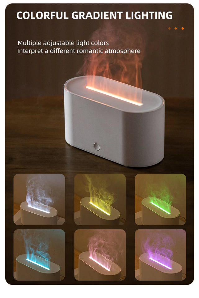 HY02 Flame Aromatherapy Humidifier with Anti-Dry Burn Feature Colorful Lights Silent Mist Moisturizing And Humidifying Function