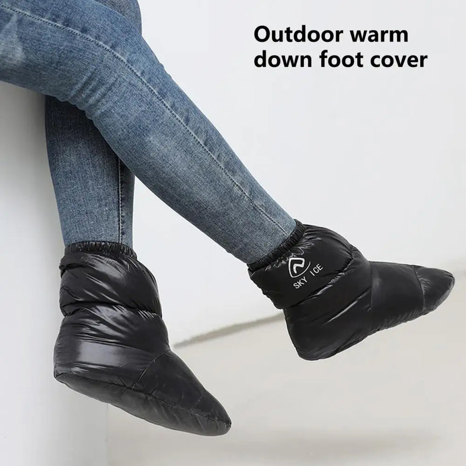 1 Pair Practical Warm Foot Covers Lightweight Shoe Covers Anti-scratch Windproof Winter Warm Down Footwear