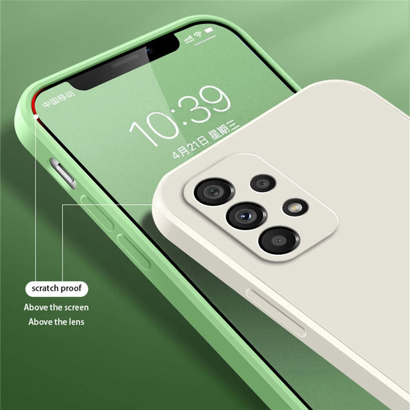 Official Square Liquid Silicone Phone Case for Samsung Galaxy A13 A23 A33 A53 A73 5G Soft Waterproof Mobile Back Covers Carcasas