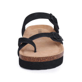 Gacimy Women Fashion Thick Sole Leather Clogs Slippers Classic Women's Mules Cork Clogs Slipper Outdoor Deep Heels Shoes Sandal