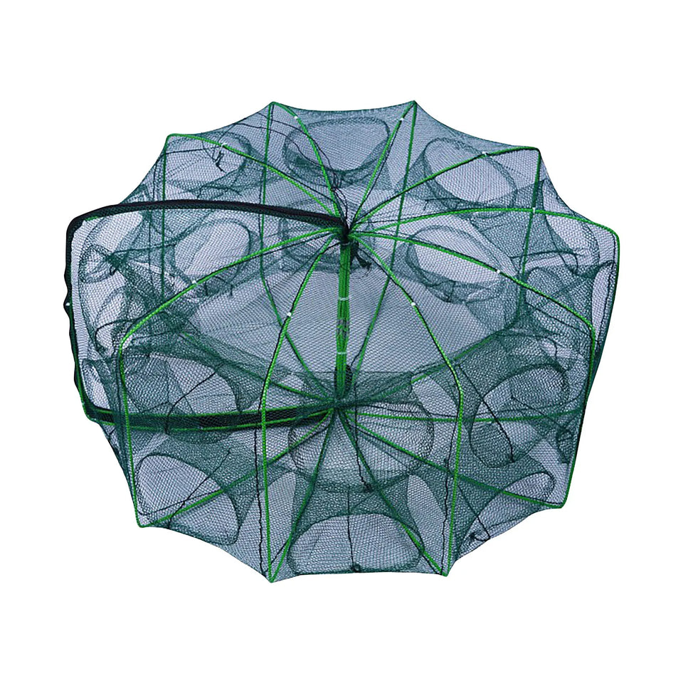 Folding lobster cage 2025 new style fishing trap fishing tool kit fish shrimp crayfish crab fishing net nylon material