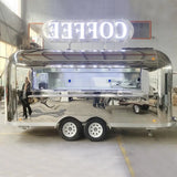 Customized Snacks Ice Cream Fast Food Truck Stainless Steel Trailer with Full Kitchen Hotdogs Candies Chips Business