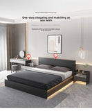 Modern Simple Bedroom Furniture Wooden Glass Bedside Table Storage Side Cabinet