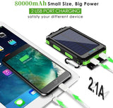 Solar Power Bank 80000mAh Portable Charging Poverbank External Battery Charger Strong Light LDE Light for All Smartphones
