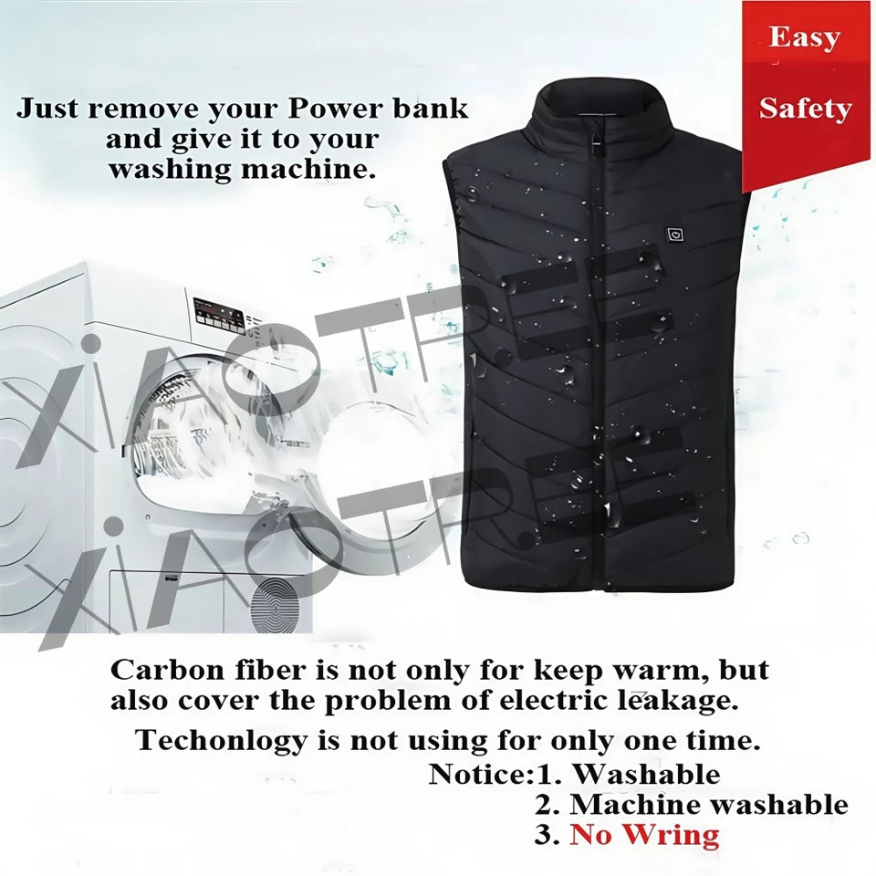 28/9 Areas Heated Vest Men Jacket Heated Winter Womens Electric Usb Heater Camping Jacket Man Thermal Vest Body Warmer Coat 6XL