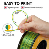 KINGROON Dual-color Silk PLA Filament 1.75mm 2 Color Coextrusion Glossy 3D Printer Filament PLA, 3kg/pack 1kg each spool