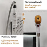 Multifunctional 2 in 1 Diode and Nd Yag Laser 755 808 1064nm Hair Removal Machine Portable Picoseconds Laser Tattoo Remover