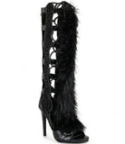 Fur Peep Toe Cross Tied Platform Sandal Boots Sexy Round Toe Thin Heel Zippeer New Arrivals Fashion Women Modern Boors