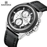 NAVIFORCE Waterproof Watches for Men Original Brand Luxury Leather Men's Quartz Wristwatch Fashion Military Chronograph Male