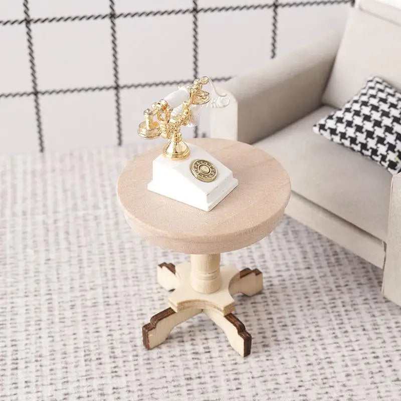 1:12 Dollhouse Miniature Coffee Table Small Round Table Original Wood Table Furniture Home Model Decor Toy Accessorie