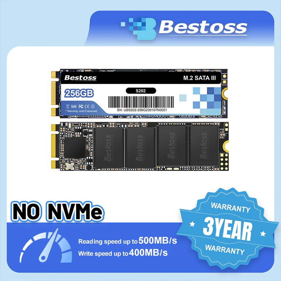 Bestoss 2280 M.2 SATA III SSD 120GB 128GB 240GB 256GB 480GB 512GB 960GB 1TB Solid State Drive for Laptop and Desktop Computer