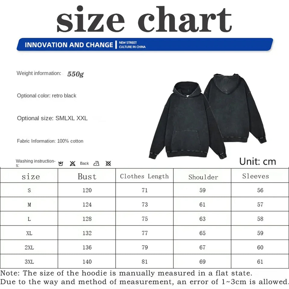 Y2K Anime Hoodies Men Ukiyoe Oversized Loose Vintage Acid Wash Hooded Sweatshirt Women Goth Harajuku Cotton Long Sleeve Pullover
