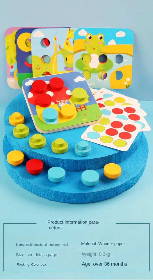 Children's Early Learning Puzzle Interactive Toys, Mushroom Nail Game, Intelligence Puzzle, Color Recognition