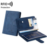 New Solid Color Passport Holder RFID Blocking Ticket Slot Clip Protective Cover Protector Leather Travel Card Bag