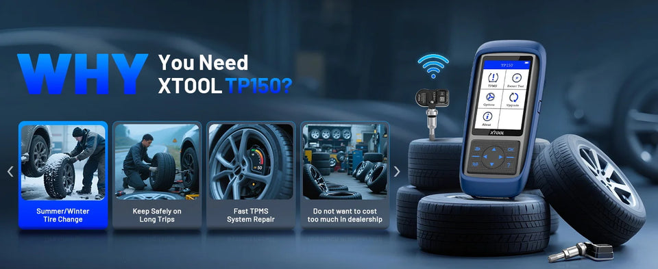 XTOOL TP150 WiFi TPMS Diagnostic Tool Program TS100 Sensor Read/Clear DTCs OBD2 TPMS Activate & Relearn All Sensors Free Update
