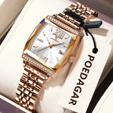 POEDAGAR Fashion Watch For Woman High Quality Waterproof Date Elegant Ladies Watch Stainless Steel Original Women Quartz Watches