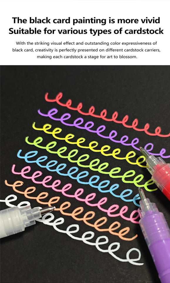 GuangNa 12 Colors/box Direct Liquid Hardhead High-gloss Acrylic Marker, for Student Notebook Writing, DIY Painting Graffiti