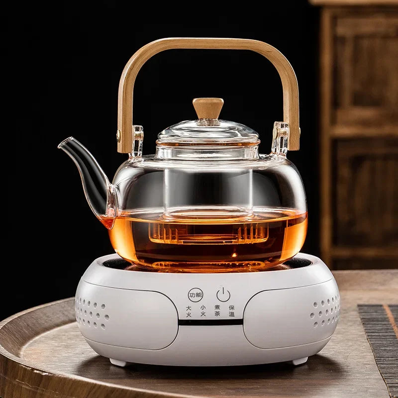 Steaming and boiling teapot, heating and boiling tea, glass kettle, household tea set, boiling