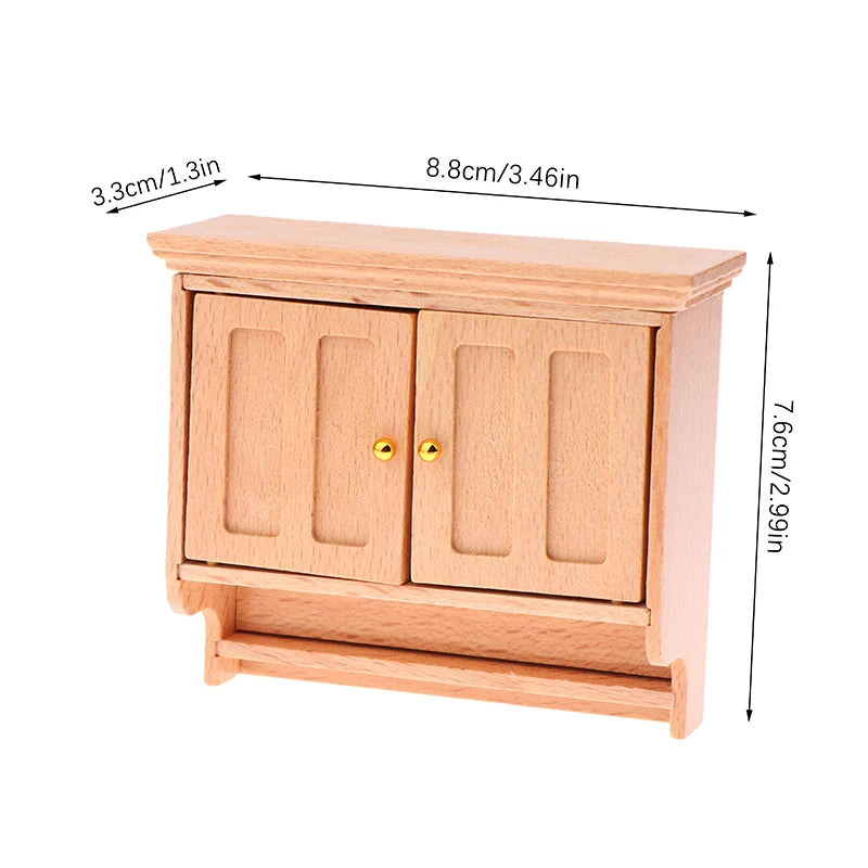 1/12 Dollhouse Miniature Wall Cabinet Closet Shelves Model Doll Home Cabinets Furniture Decor Toy Dolls House Accessories