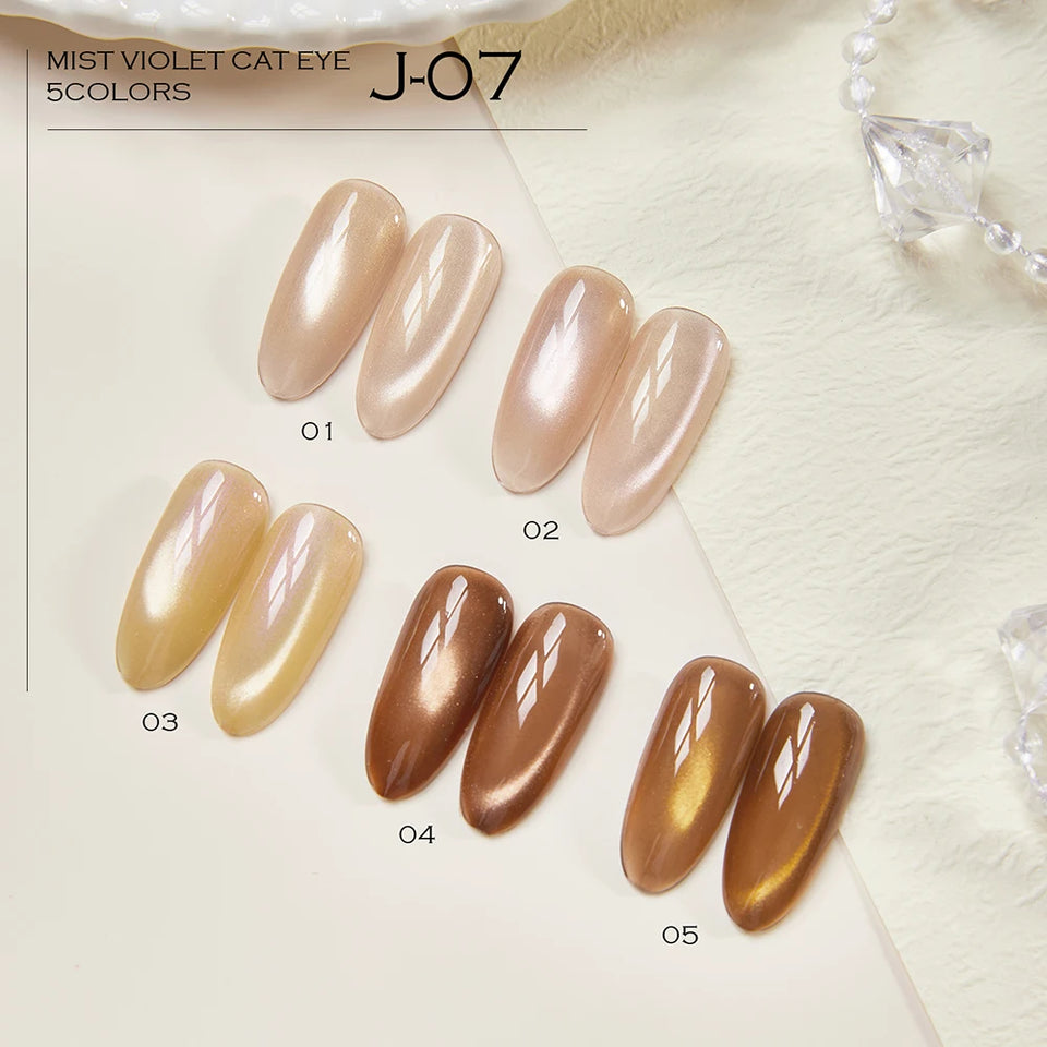 Vendeeni 5 Colors/Set Crystal Cat Eye Gel Nail Polish Semi Permanent Sparkling Magnetic UV LED Soak Off Gel Varnish With Display