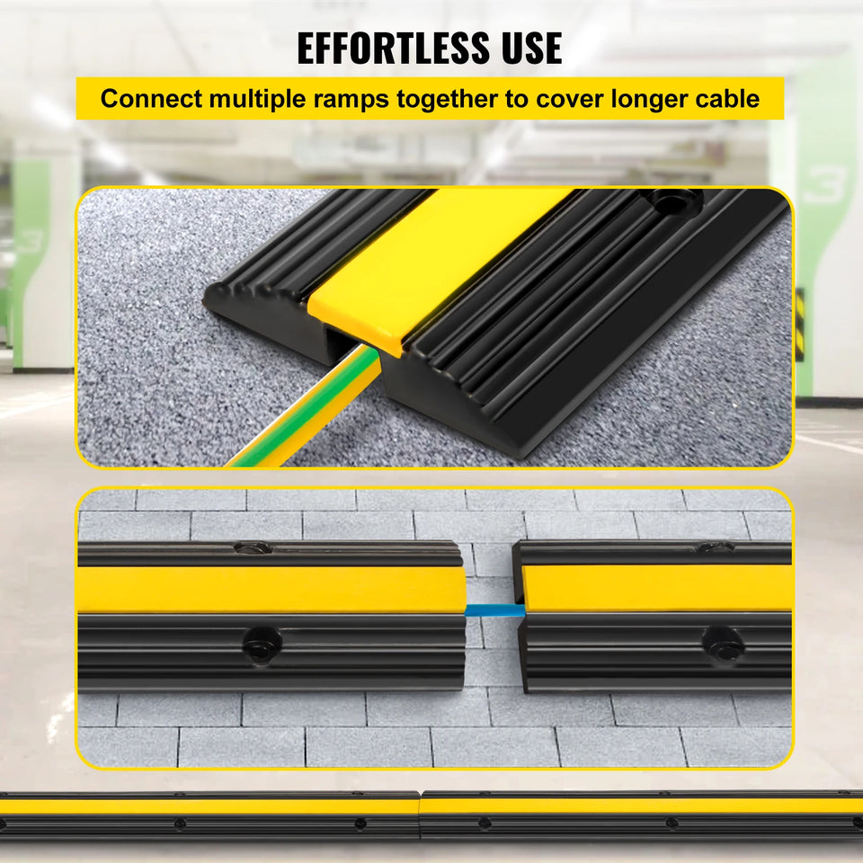 SucceBuy Modular Rubber Speed Bump 1 Channel Driveway Cable Protector Ramp Wire Cover Cord Guard for Parking Lot Warehouses Use
