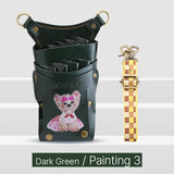 Fenice scissors storage bag,hold 8 scissors, 8 paintings, 6 colors cowhide,waist bag, pet beautician, barber's special waist bag
