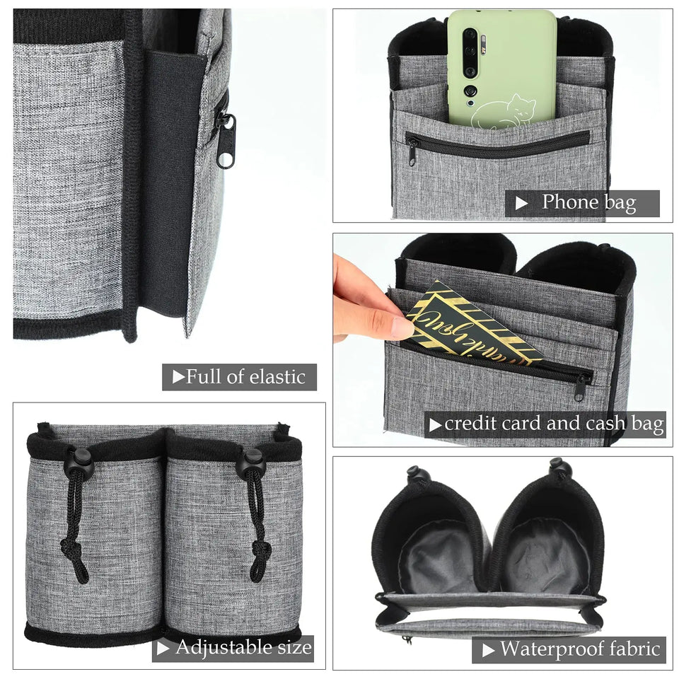 Luggage Cup Holder Travel Essentials Cup Holder Hands-Free Drink Holder with 2 Coffee Mugs Suitcase Drink Bag Travel Luggage Acc