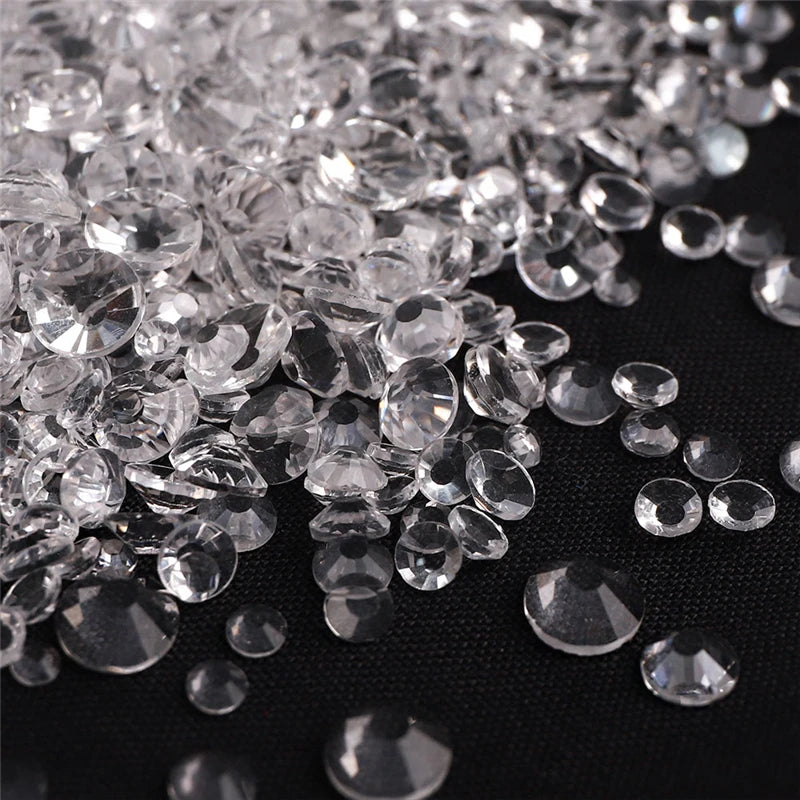 1440Pcs Mix Size Glass Flatback Rhinestone Glitter Crystal AB Round Diamond Non Hotfix Glue On Stone for DIY Nail Art Decoration