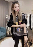Graphic Hoodies Female Streetwear Sweatshirt Hoodie Pullover Korean Fashion Hooded Autumn Winter Tops Denim Jackets for Women