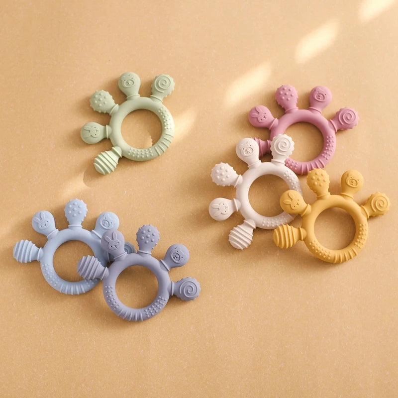 1PC Baby Silicone Teether Toys BPA Free Silicone Finger Ring Pacifier Chain Soothing Teething Toys For Newborn Teething Gifts