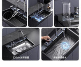 304 Stainless Steel Kitchen Sink, Large Single Sink, Thickened Whale Relief, Digital Display, Washbasin, Washbasin