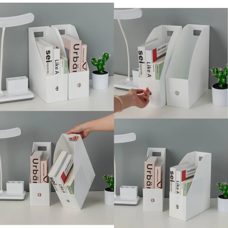Plastic Multi-Purpose Desk Organizer - Book Stand & File Holder for Office Supplies and Stationery