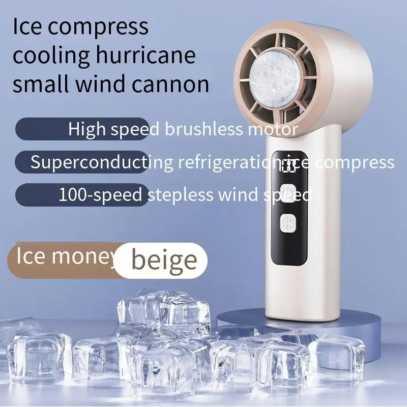 Refrigeration Turbo Cooling Mini Fan USB Adjustable Handheld Fan Suitable Office Outdoor Portable Personal Fan
