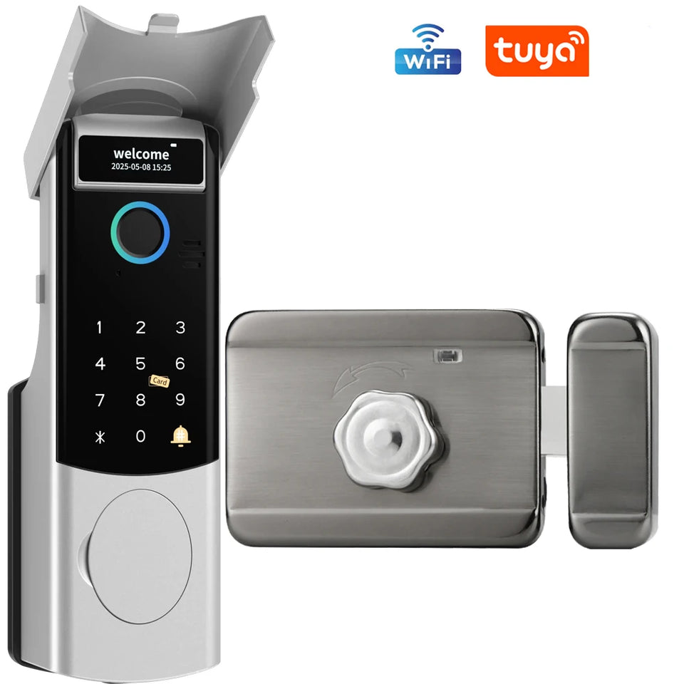 Outdoor Waterproof Smart Tuya Wifi Lock 3D Face Recognition Digital Code Keyless App Fingerprint Lock With Rechargeable Battery