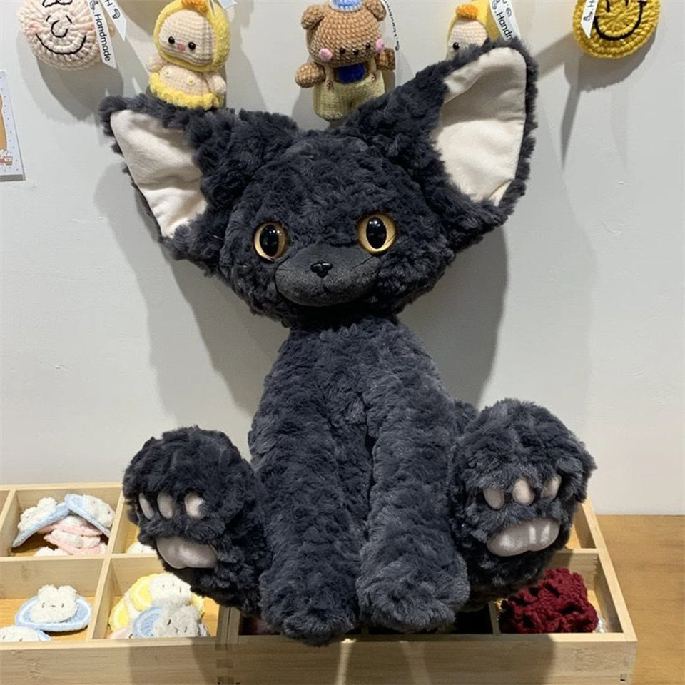 50CM Black German Cat Plush Toy Black And White Kawaii Small Curly Soft Accompany Doll To Send Children Birthday Christmas Gift